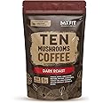 Instant Mushroom Coffee Dark Roast (60 Servings) With 10 Mushrooms (Lions Mane, Cordyceps, Turkey Tail & Other) Mixed With Gourmet 100% Arabica Instant Coffee for Focus & Gut Health Support
