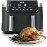 Ninja DualZone Air Fryer, 8 Qt, 6-in-1, Grey, DZ801 | Air fry, broil, roast, bake, reheat, dehydrate, 2x4 Qt zones, Smart Finish, Match Cook