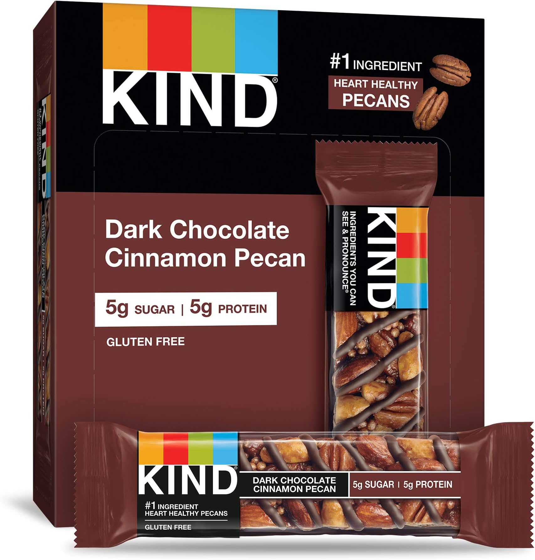 Kind Nut & Spice Bar Dark Chocolate Cinnamon Pecan 40 g (Pack of 12)