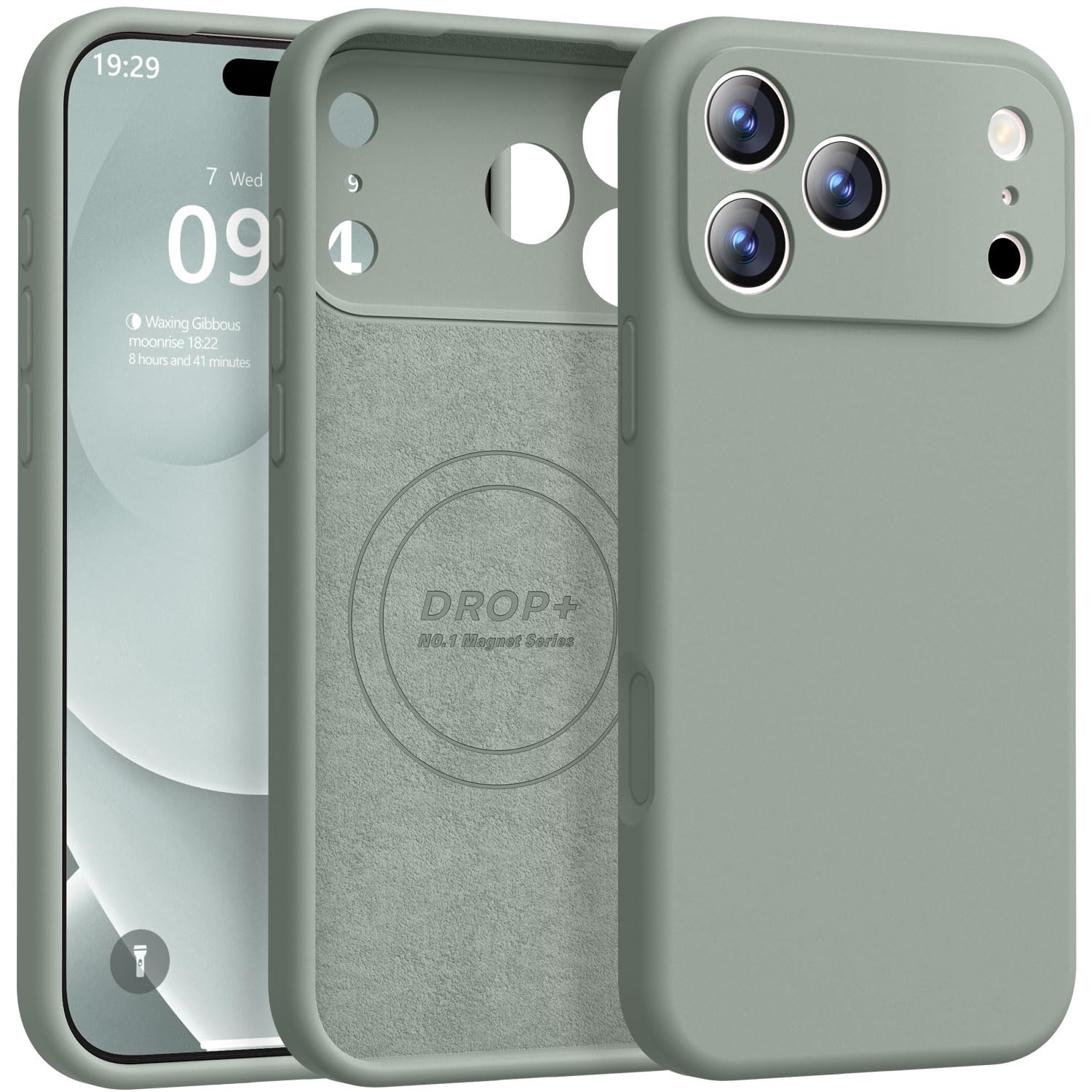 Photo 1 of Ktele Magnetic for iPhone 17 Pro Case [Compatible with Magsafe] [Premium Silicone Satin-Smooth Touch] Slim Shockproof Anti-Scratch Microfiber Lining Case, 6.3 inch, Calke Green