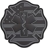 Firefighter PVC American Flag EMS Patch Compatible With Velcro for Backpacks - Medical, Paramedic, Fire, Medic, EMT Patches (Blackout Subdued)