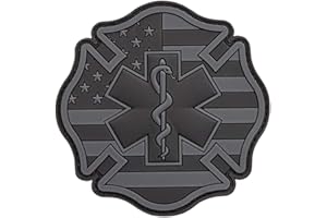 LEGEEON Blackout EMS EMT Fire Fighter Department USA American Flag Rescue Firemen Medic Morale PVC Touch Fastener Patch