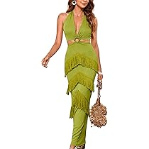 BEAUDRM Women's Solid Sleeveless O-Ring Cut Out Halter Neck