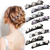 8Pcs Sparkling Crystal Stone Braided Hair Clips,Rhinestone Thick Thin Hair Styling Braided Clips Hair Accessories for Womens and Girls(Set A)