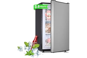 Maine Upright Freezer 3.6 Cu.Ft Mini Freezer with Reversible Stainless Steel Door Freestanding Compa...