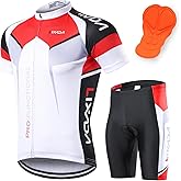 Lixada Men's Cycling Jersey Short Sleeve with Padded Shorts Quick-Dry Summer Short Bike Clothing Bicycle Shirts Pants Set