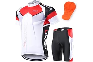 Lixada Men's Cycling Jersey Short Sleeve with Padded Shorts Quick-Dry Summer Short Bike Clothing Bicycle Shirts Pants Set