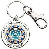 Iron Man Marvel Tony Has A Heart 3D Metal Key Chain | Officially licensed Arc Reactor design, durable metal construction, o-ring and lobster claw clasp, gift for Marvel fans