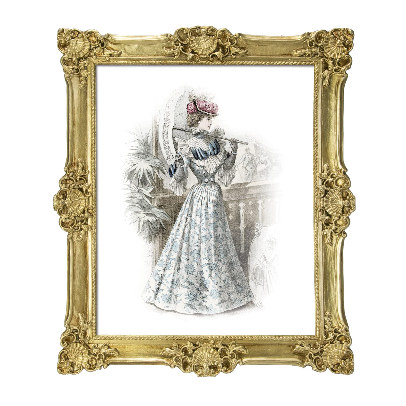 Photo 1 of GUOER 8x10 Picture Frames Vintage Photo Frame with Glass Front Antique Picture Frame for Tabletop Wall Hanging (8x10, New Golden)