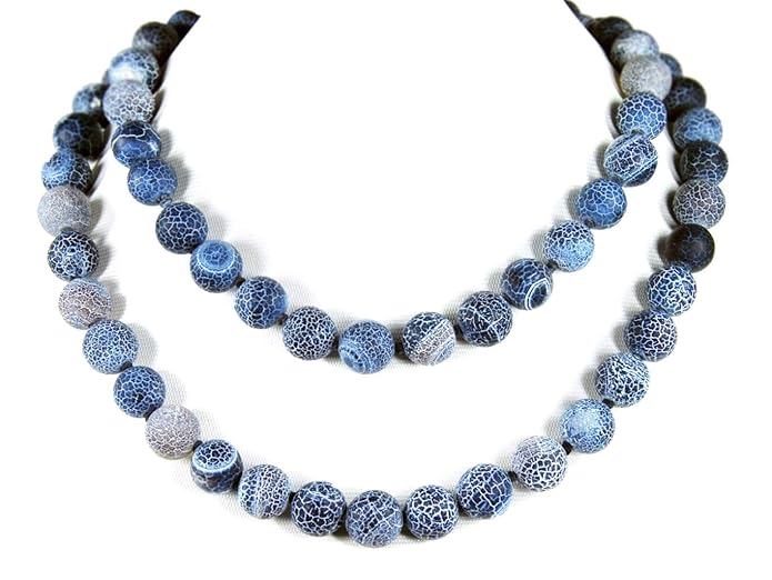 Halsschmuck Edelsteinkette aus Fossilachat 90 cm lang