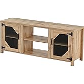 CuisinSmart Modern TV Stand, Entertainment Center for 65'' TV with Double Doors TV Console with Adjustable Shelves Television Stands for Bedroom,Living Room-Natural