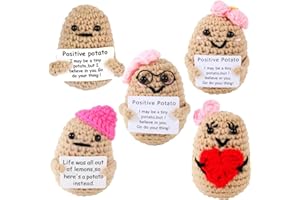 HonKuaDL 5 Pcs Handmade Mini Cute Funny Positve Life Potato, Emotional Support Potato Encouragement Card for Cheer Up Birthday Party Gifts for Home Office Decoration, Funny Reduce Stress Toy