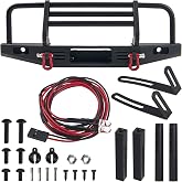 Vgoohobby Aluminum Front Bumper with LED Headlights Tow Hook Compatible with Traxxas TRX-4 TRX4 Axial SCX10 SCX10II 90046 90047 1/10 RC Crawler Car