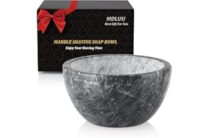 MDLUU Marble Shaving Soap Bowl, 4.7" Shaving Soap and Cream Bowl, Natural Marble Stone Bowl, Keep Lather Warm for Man's Wet Shave (Black)