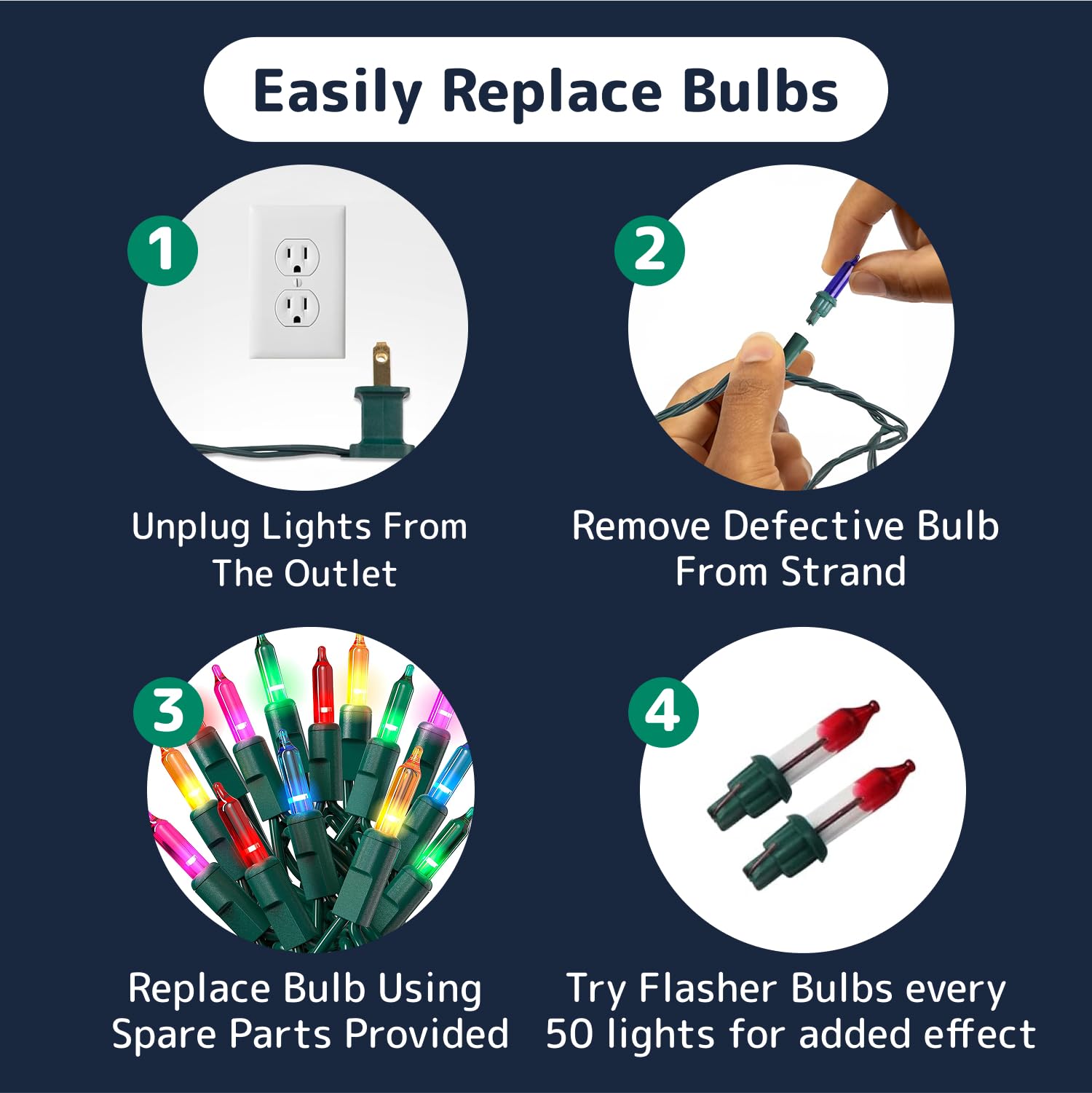 PREXTEX Christmas String Lights with Green Wire - 100 Count, 20 Ft Multicolored Christmas Tree Lights for Xmas Decorations Indoor and Outdoor - Warm Fairy String, Ideal for Patios, Fences, Holidays