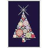 Amanti Art Framed Canvas Wall Art 33x23 Ornament Christmas Tree Night by Jemma Morris, Framed Canvas, Abstract Artwork, Traditional Decor, Large Poster Painting for Living Room, Bedroom, Office