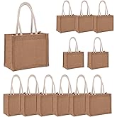 Sidkuct 12 Pcs Mini Burlap Tote Bags Reusable Jute Bag Blank Canvas Gifts Bags with Handles for Shopping Wedding Beach DIY