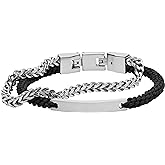 Fossil Men's Plated Stainless Steel Engravable Personalized Gift ID, Chain or Cuff Bracelet for Men