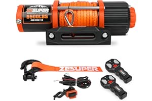ZESUPER 5500 lb Electric Winch 12 Volt Winch Kit for ATV UTV Boat Trailer Waterproof IP67 Synthetic Rope with Wireless Remote