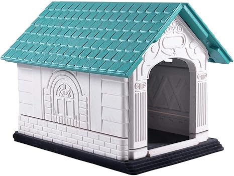 Nobleza Niche Pour Chien En Polypropylène étanche Avec Toit Pointu Pour Intérieur Et Extérieur Blanc Et Vert