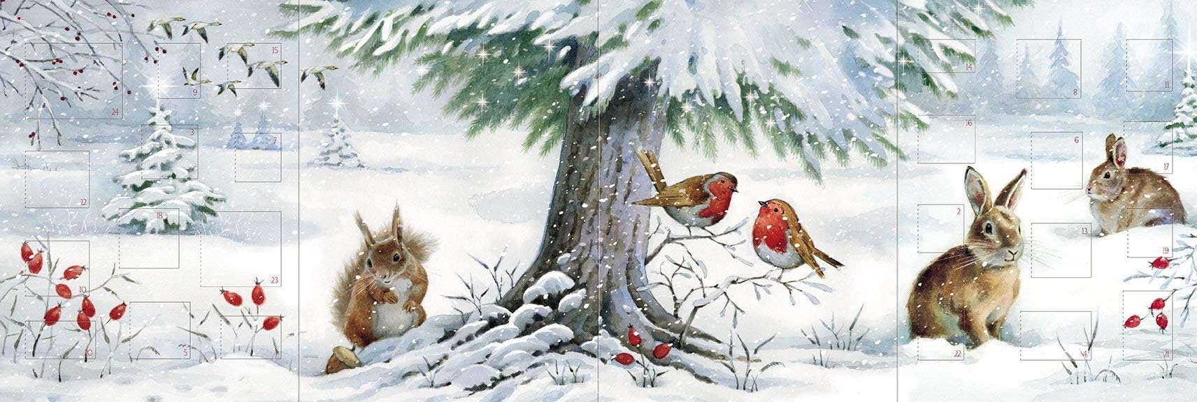 Fold Out Advent Calendar (MED0557) Winter Wonderland - Flittered Finish