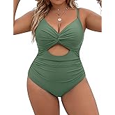 Blooming Jelly Womens Plus Size Bathing Suit Tummy Control One Piece Swimsuit Twist Front Ruched Swimwear