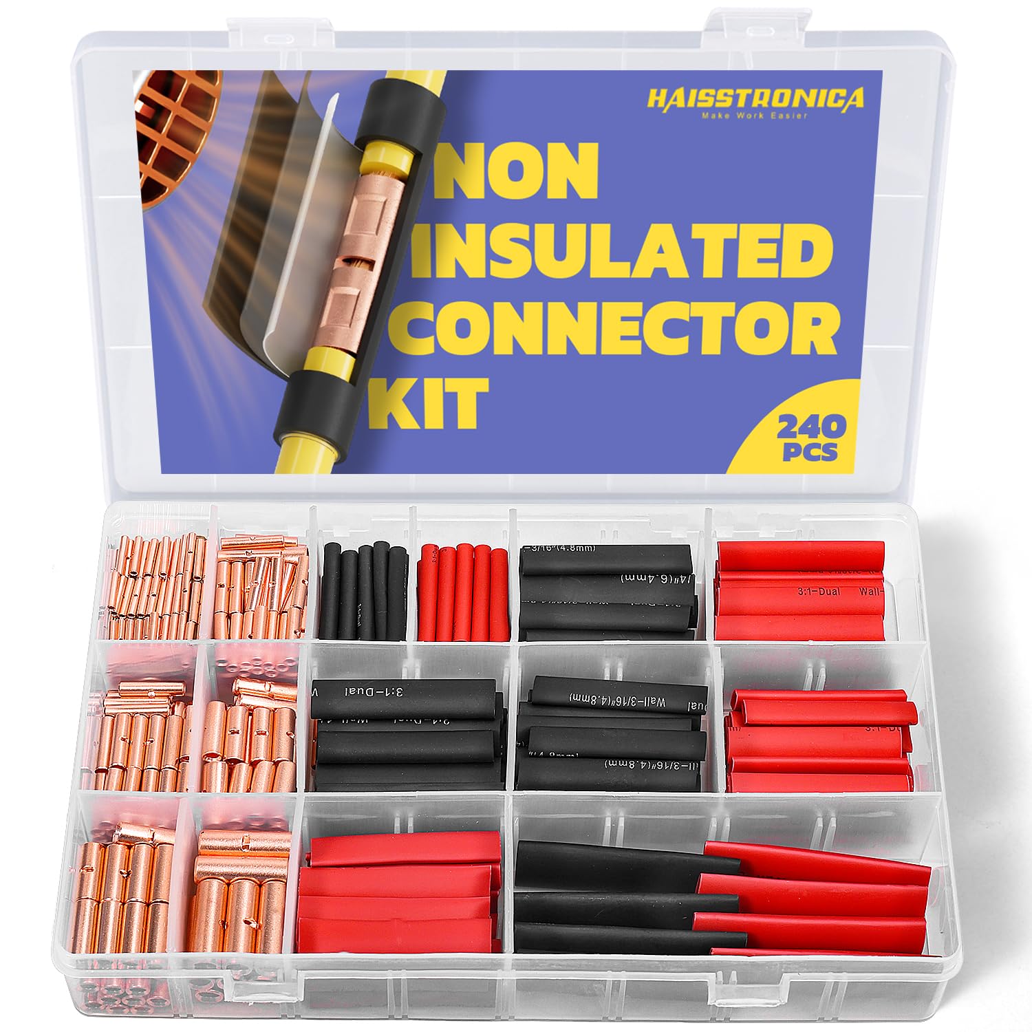 Non Insulated Butt Connectors 200pcs 22-16 Gauge