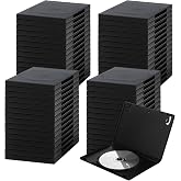 BrightRow 100 Pack 14mm Black DVD Cases with Clear Sleeve for Cd Storage | Single Disc Plastic Replacement Cases Measure 5.3 x 7.5 x 0.55 Inches for Organizing Cds and Movies