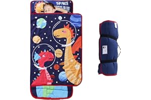 TANOSHII Toddler Nap Mat with Pillow and Blanket, Dinosaur Pattern- 21"x53", Cozy, Soft, and Machine Washable, All-in-one Design - Nap Mats for Preschool, Travel and Daycare