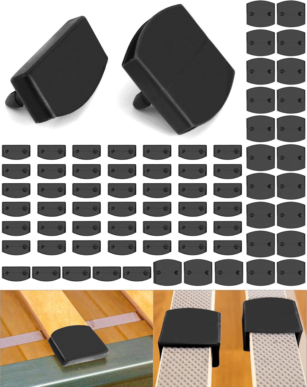 QWORK 72 Pcs Bed Slat Caps Side & Center Holders 55mm x 9mm Inside