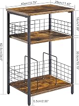 YMYNY 3 Tier End Table Record Player Stand Rustic Brown HST009H 40x29x62.5CM view 6
