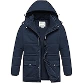 Chrisuno Men's Big and Tall Winter Coat Insulated Military Parka Jacket Waterproof Fleece Lined Thickened Detachable Hood