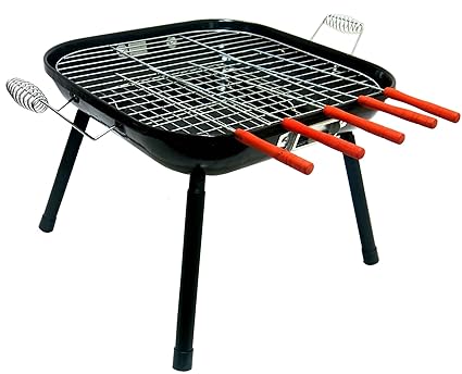 Fabrilla Square Charcoal Barbeque Grill Set (Black)