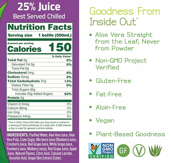 ALO ALOE VERA JUICE DRINK | SPRING – ALOE VERA + MIXED BERRY | 16.9 FL OZ, PACK OF 12 | PLANT-BASED DRINK WITH REAL ALOE PULP