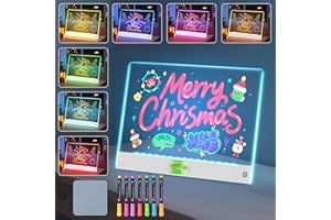 Rechargeable LED Writing Board 35x25cm, 7-Color Glow Drawing Board with Adjustable Brightness, Portable Light Up Doodle Pad, 
