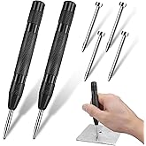 Center Punch, 2 Pcs 5 Inch Automatic Center Punch, Steel Spring Loaded Center Punch for Metal, Wood, Plastic, Glass