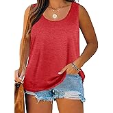 Plus Size Tank Tops for Women Summer Sleeveless Scoop Neck T-Shirts Tops Casual Tees Tunics Shirts