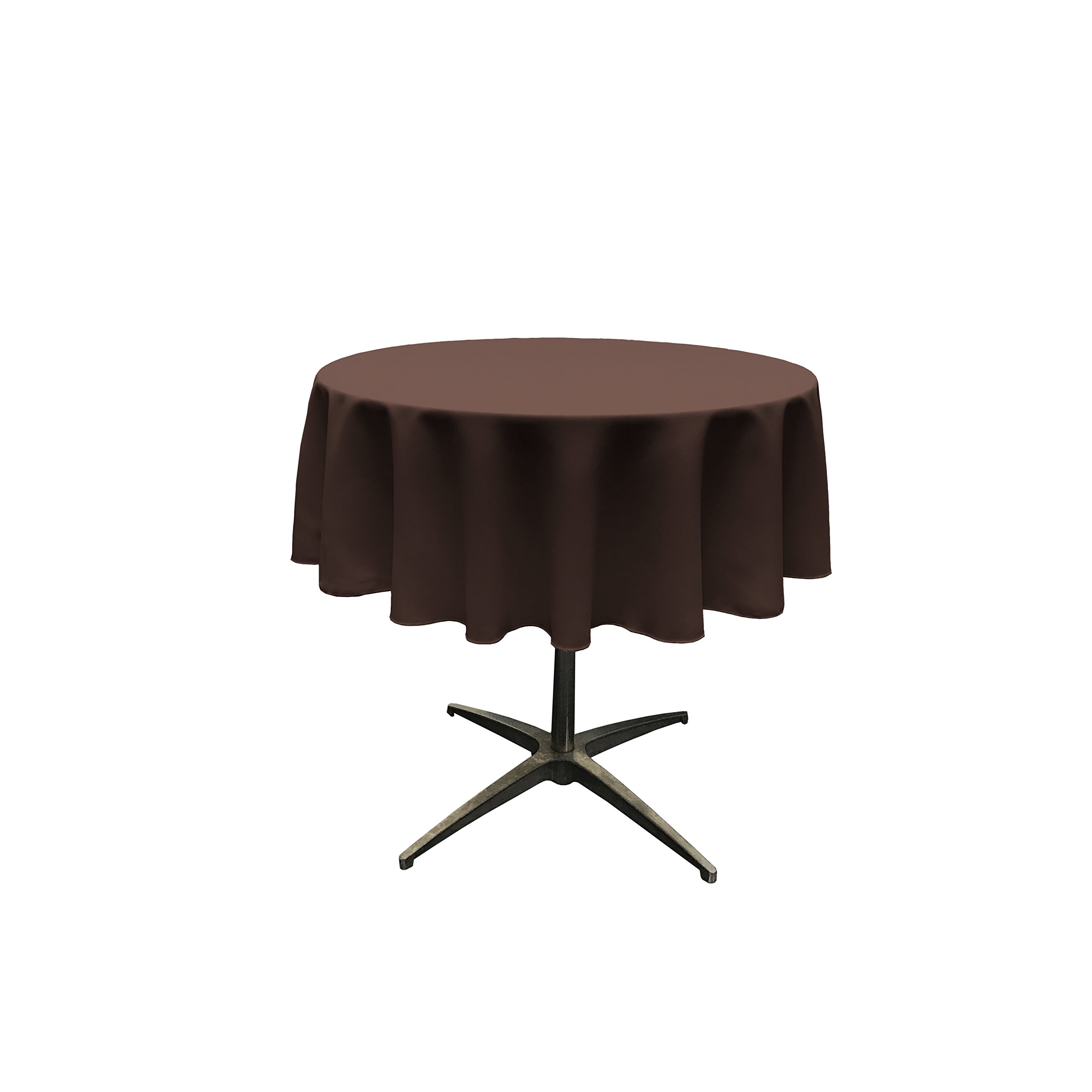 LA Linen Poplin Round Tablecloth, Polyester, Brown, 51-Inch โ image 1
