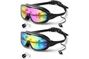 Rantizon Swim Goggles 2 Pack, Wide View Anti Fog&UV Swimming Goggles for Audlt, No Leaking Swim Glasses for Men Women Kids