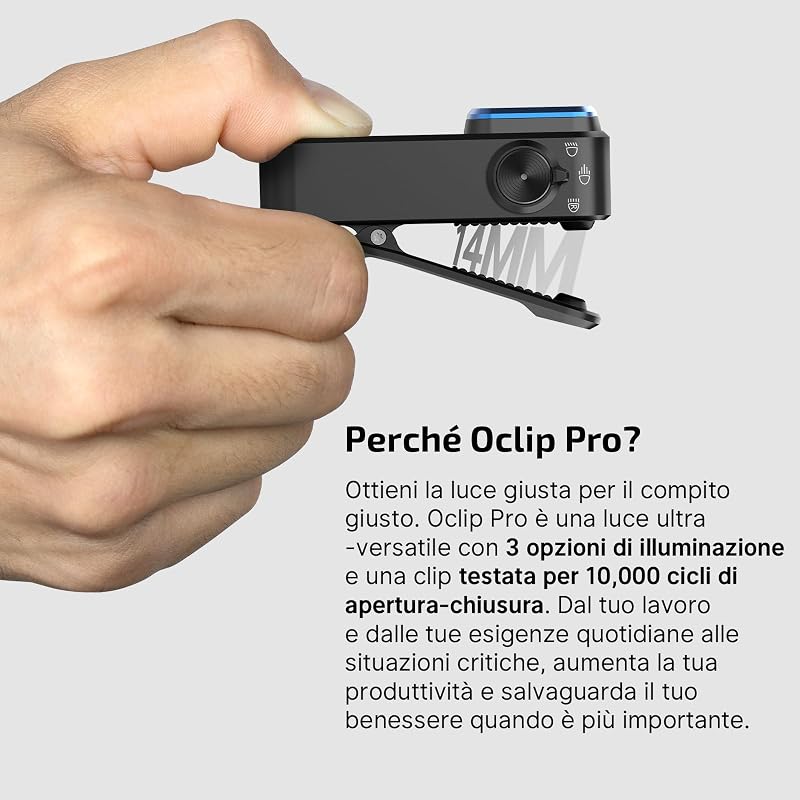 Oclip Pro Mini Torcia EDC Ricaricabile con Clip 500LM 120M