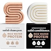 Rice Water Protein Strengthening Solid Shampoo and Conditioner Set, Shampoo and Conditioner Set - Hydrating & Moisturizing Bar Soap - 2pc Set