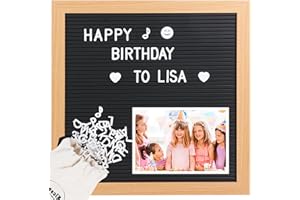 Kicsbam Letter Board, 12x12in Changeable Letter Board with 340 Character Letters and Signs - Plastic Message Board, Natural Frame Sign Board for Baby Annoucement, Milestones, Office Decor & More