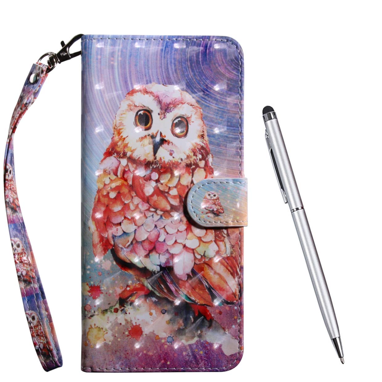 TOUCASA Case for HAW P Smart Z, [3D Glitter] Bookstyle Wallet Case Retro Luxury Premium PU Leather Shockproof Flip Magnetic Card Slots Folio Protection Case (Owl) — image 1