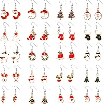 3 Paires De Boucles D'Oreilles Noël – Sapin, Bonhomme De Neige & Cloche – Alliage – Pochettes Velours Rouge Incluses – Cadeau Festif
