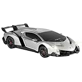 QUN FENG Electric RC Car-Lamborghini Veneno Radio Remote Control Vehicle Sport Racing Hobby Grade Licensed Model Car 1:24 Scale for Kids Adults (Silver)