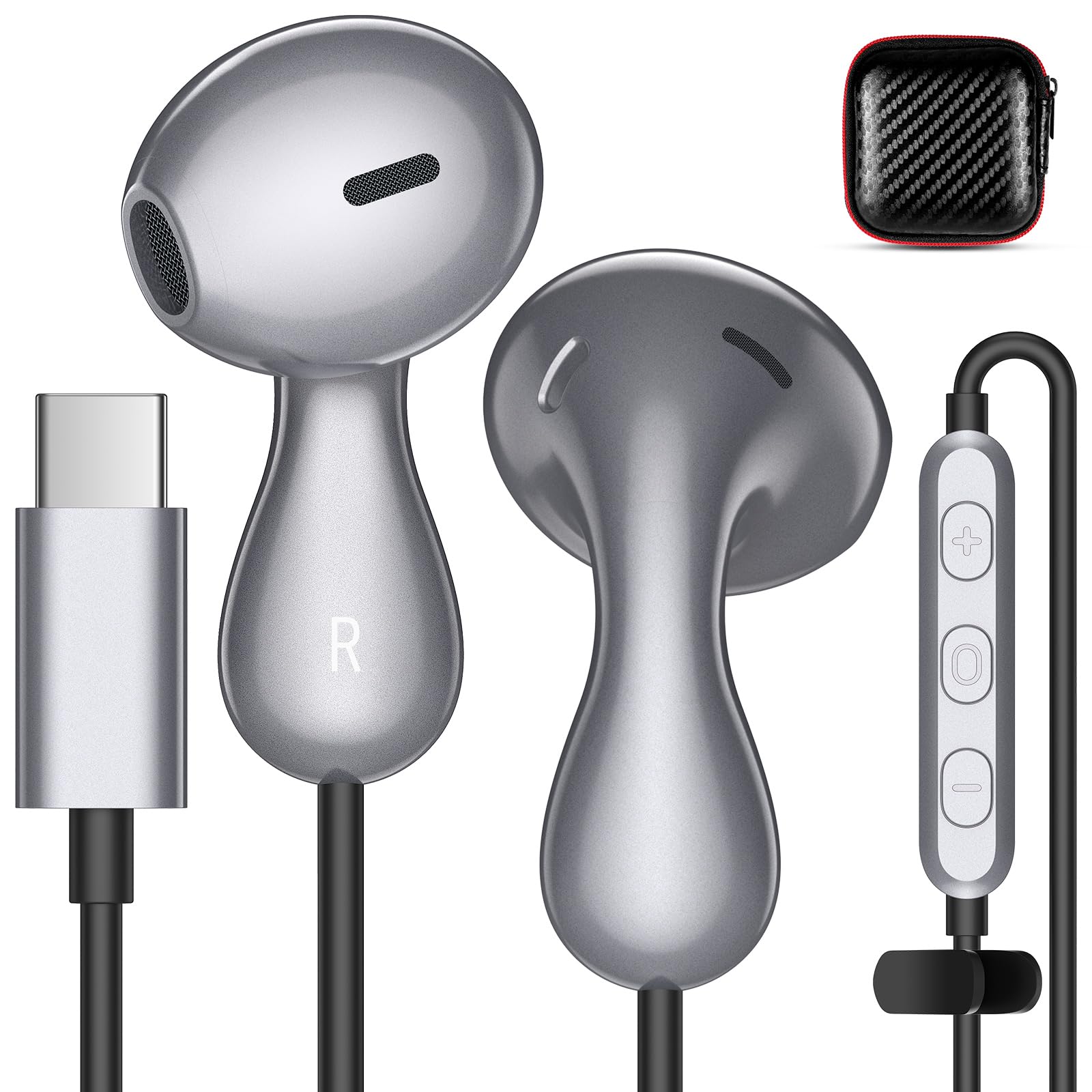 Photo 1 of USB Type C Headphones for Samsung Galaxy S24 Ultra S23 S22 S21 FE A54 A53,USB C Earphones with Microphone in-Ear Headphones Wired Earbuds for iPhone 15 16 Pro Max Plus iPad Pro(M4),Pixel 8 7 Pro 6a 5