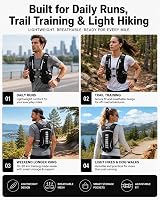 UTOBEST Running Vest 5L Hydration Pack with 2 x 350ml Bottles Black view 9