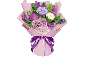 TYVOUFLO Preserved Flowers Bouquet - Birthday Gifts for Women, Real Flowers for Delivery Prime, Long-Lasting Eternal Rose for Her on Valentines Mothers Day Christmas Anniversary (Purple)