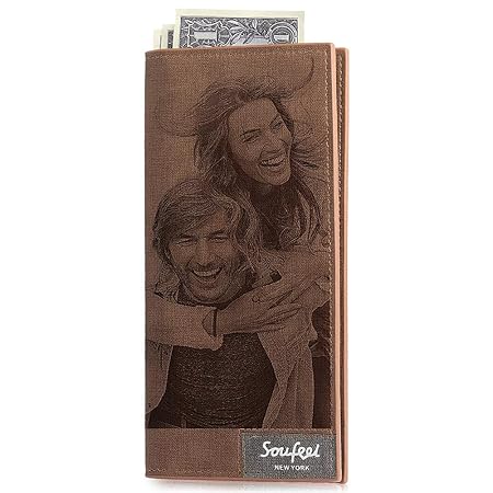 SOUFEEL Personalisiert Foto Geldbörse aus Leder Geldbeutel Portemonnaie mit Gravur 11.5x18.5x0.6 (B x H x T) Ultra leicht ide