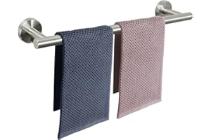 NearMoon Bath Towel Bar, Thicken Stainless Steel Shower Towel Rack Holder Wall Mounted for Bathroom, 24-lnch Overall Length-21-lnch Usable Hanging Space (1 Pack, Brushed Nickel)